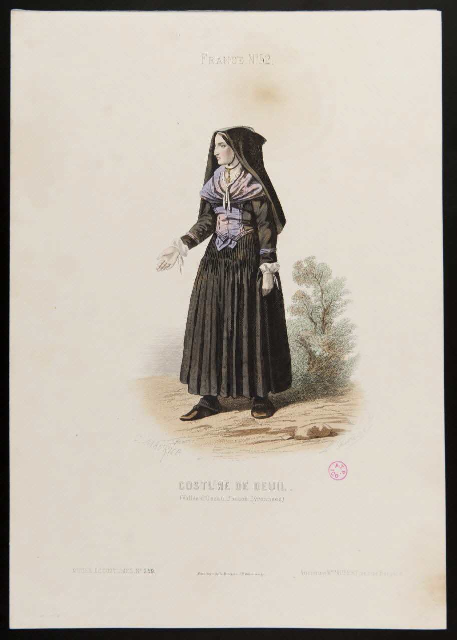 Guerdet Laurent François ; Maurice C. ; Moine ; Ancien partie d'un ensemble d'estampes COSTUME DE DEUIL. Paris 1850-1863 1938.6.51 Photo