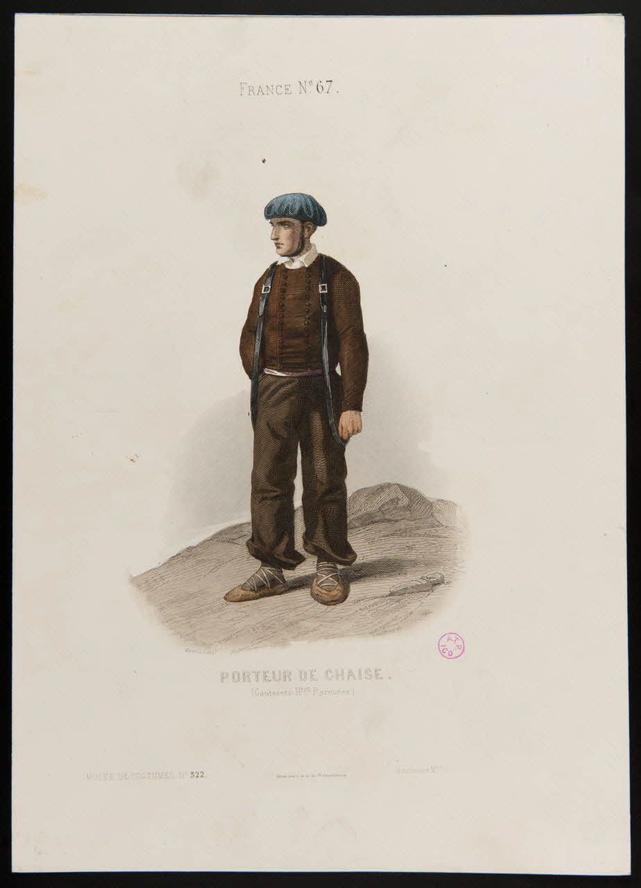 Geoffroy ; Maurice C. ; Moine ; Ancienne Maison Aubert partie d'un ensemble d'estampes PORTEUR DE CHAISE. Paris 1850-1863 1938.6.62 Photo