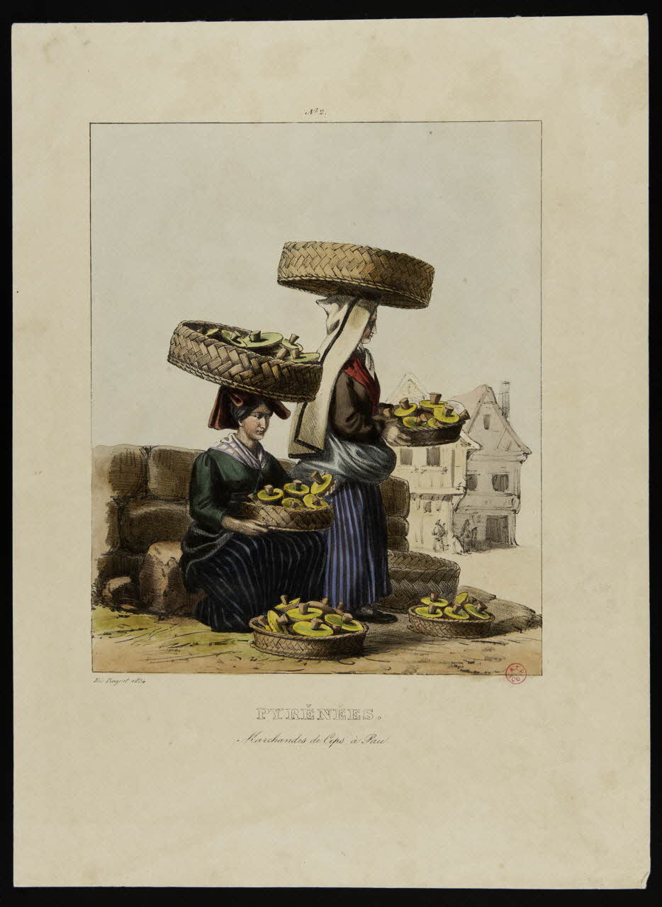 estampe PYRENEES.  Marchandes de Ceps dà Pau. 1938.6.77 Photo