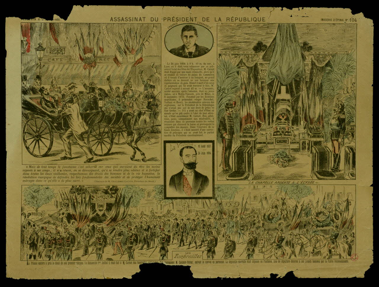 Pellerin ; François Pellerin estampe ASSASSINAT DU PRESIDENT DE LA REPUBLIQUE Lorraine, France 1894 1938.8.15 Photo