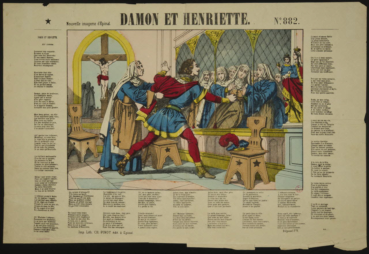 François-Charles Pinot estampe DAMON ET HENRIETTE. Lorraine, France 1860-1874 1938.8.30 Photo