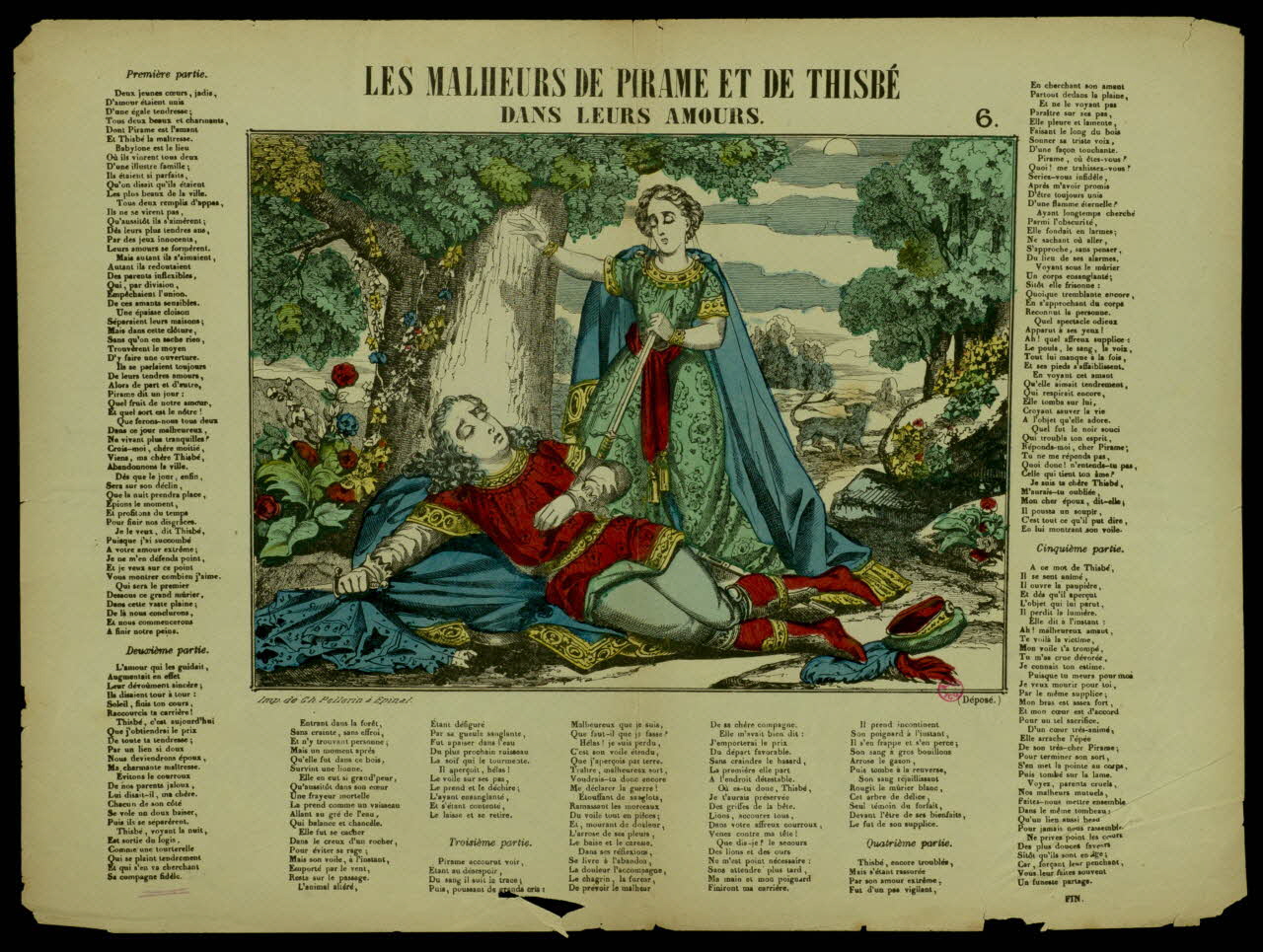 Maurin Charles ; Charles Pellerin estampe LES MALHEURS DE PIRAME ET DE THISBE  DANS LEURS AMOURS. Lorraine, France 1880-1887 1938.8.31 Photo