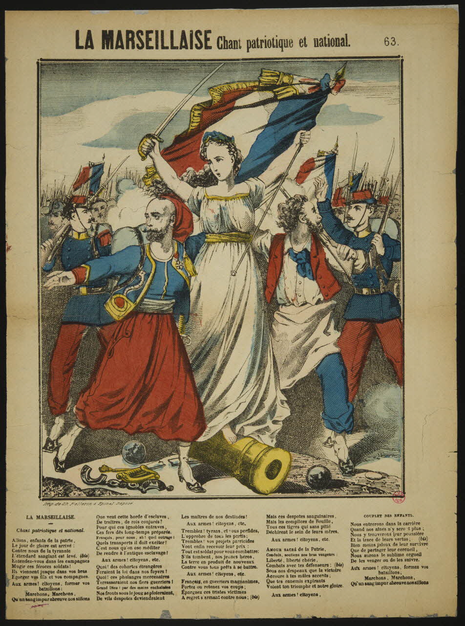 Maurin Charles ; Charles Pellerin ; François Pellerin estampe LA MARSEILLAISE Chant patriotique et national. Lorraine, France 1880-1887 1938.8.35 Photo