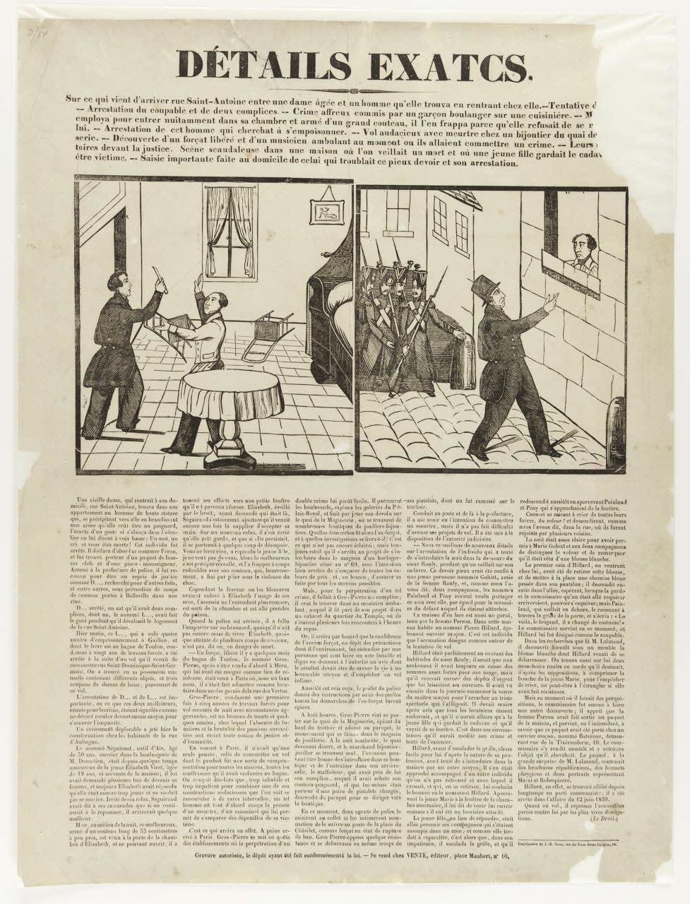Jean-Baptiste Gros ; Vente canard DETAILS EXACTS. Paris 1839 1938.9.12 Photo