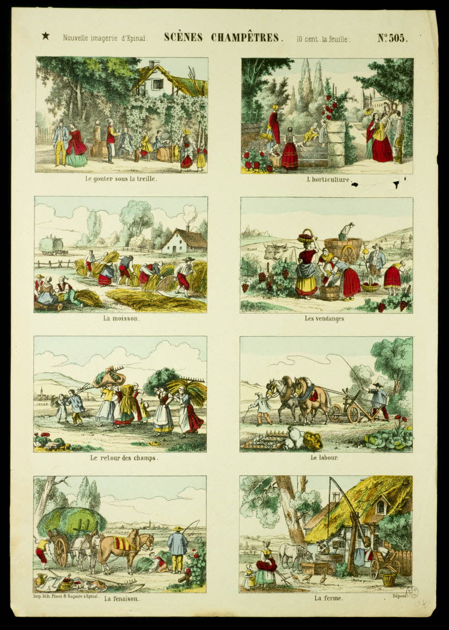 Marchand ; Pinot et Sagaire suite de scènes (4x2) SCENES CHAMPETRES. Lorraine, France 1860-1872 1938.9.25 Photo