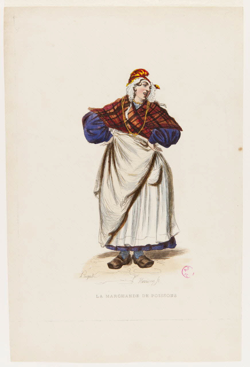 Harrison ; Pauquet ; J. Ferrand partie d'un ensemble d'estampes LA MARCHANDE DE POISSONS Paris 1840-1842 1938.11.6 Photo