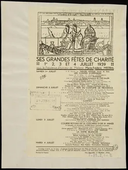 Levée C. ; Berthier F. affiche ARLES  SES GRANDES FETES DE CHARITE  1er, 2, 3 ET 4 JUILLET 1939 Provence-Alpes-Côte d'Azur, France 1939 1939.12.2 Photo