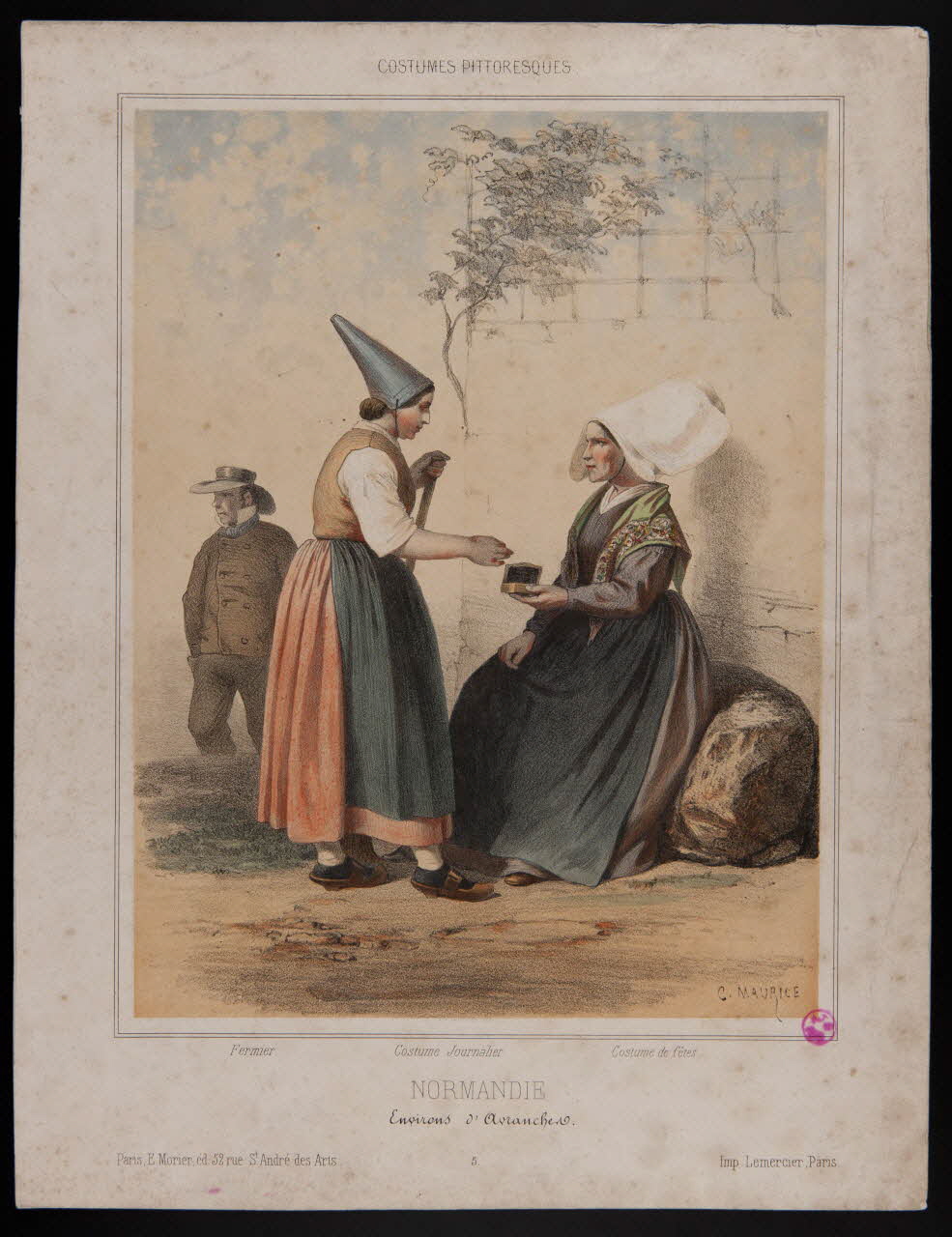 estampe COSTUMES PITTORESQUES  NORMANDIE  Environs d'Avranches 1939.2.2 Photo