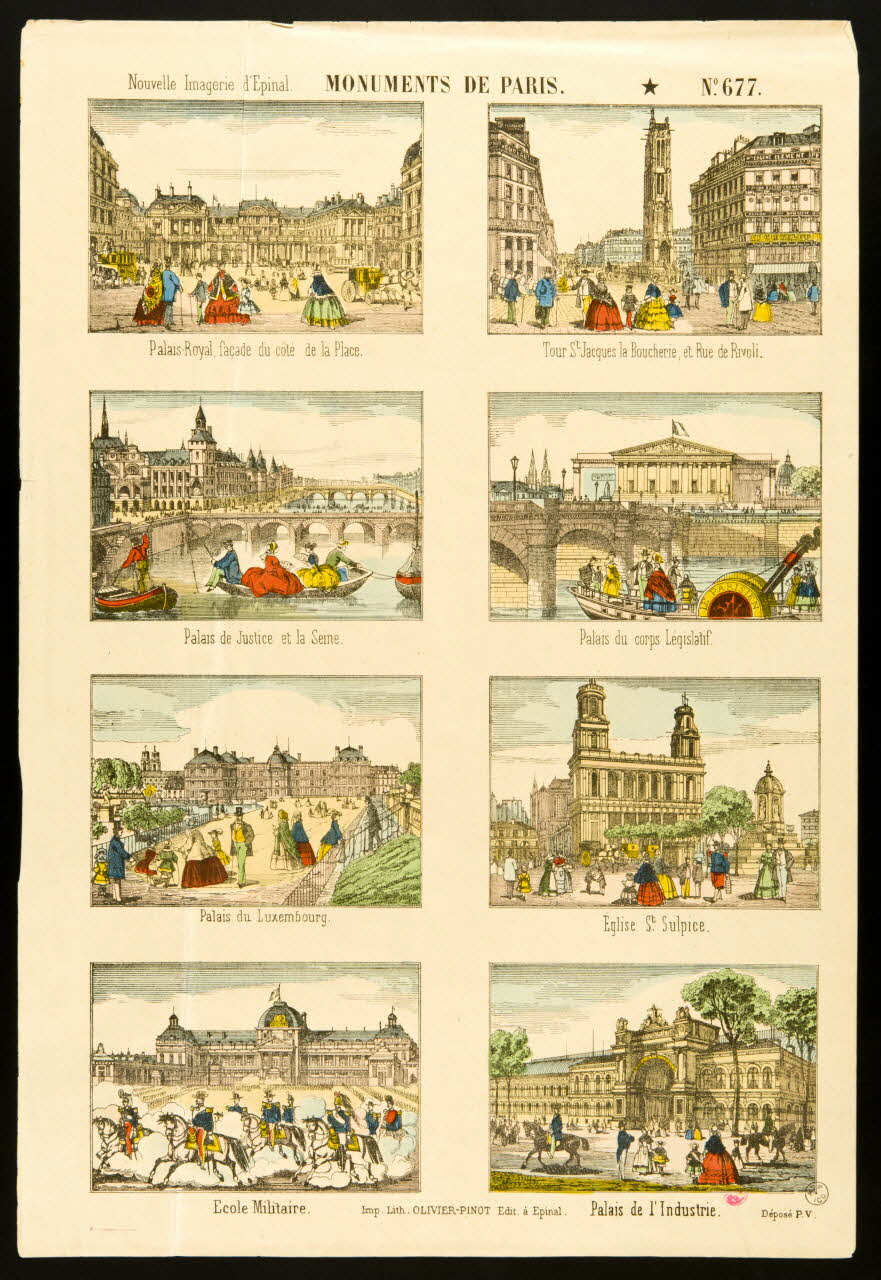 Jean-Charles Olivier-Pinot ; François-Charles Pinot suite de scènes (2x4) MONUMENTS DE PARIS. Lorraine, France 1875-1888 1939.2.3 Photo