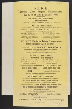 Santillana affiche SARE  Grandes Fêtes basques Traditionnelles Saint-Jean-de-Luz 1938 1939.26.1 Photo