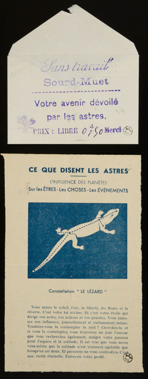 Léon Hayard estampe CE QUE DISENT LES ASTRES  Constellation "LE LEZARD" Paris 1939 1939.38.1 Photo Mucem