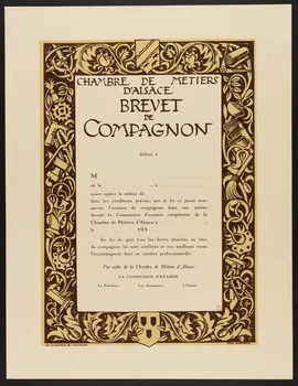 estampe CHAMBRE DE METIERS  D'ALSACE  BREVET  DE  COMPAGNON 1939.4.2.1 Photo