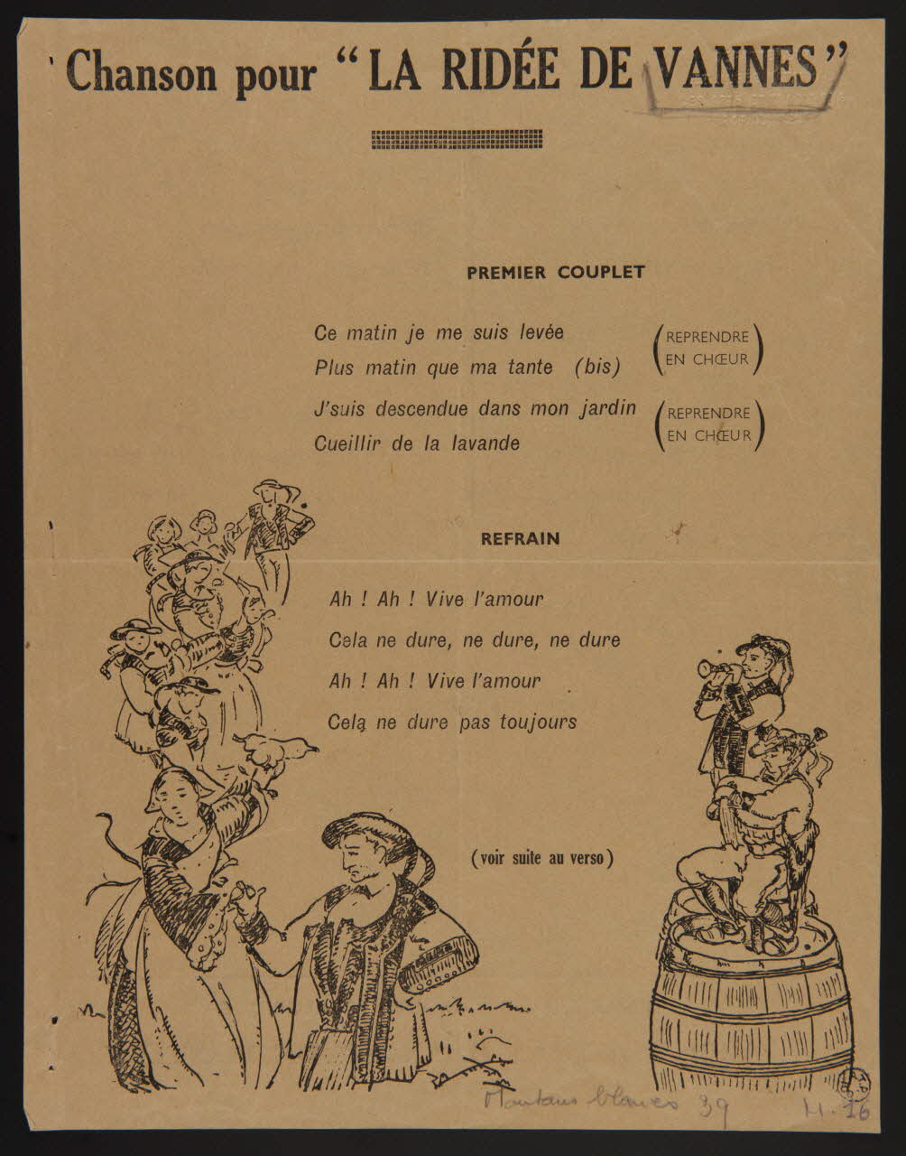 Audran estampe Chanson pour "LA RIDEE DE VANNES" Pontivy 1939 1939.41.1 Photo