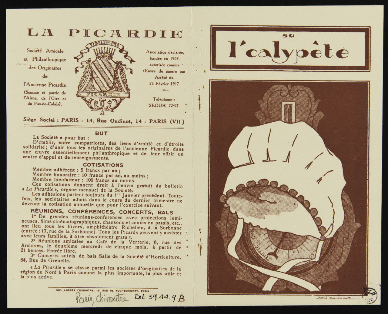 Brandicourt René ; Chiroutre Amédée partie d'un ensemble d'estampes su  l'calpète Paris 1917-1939 1939.44.9 Photo