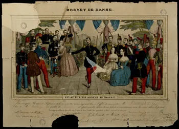 Charles Nicolas Gangel brevet BREVET DE DANSE.  GRACES ET DECENCE  VIF AU PLAISIR ARDENT AU TRAVAIL Metz 1852-1858 1939.49.2 Photo