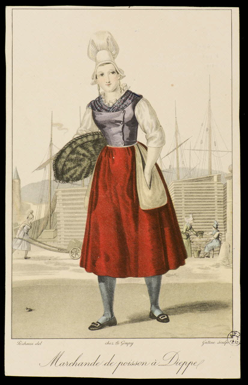 Georges-Jacques Gatine ; Benoît Pécheux ; Artaud G. (imp estampe Marchande de poisson à Dieppe France 1940 1940.1.6 Photo