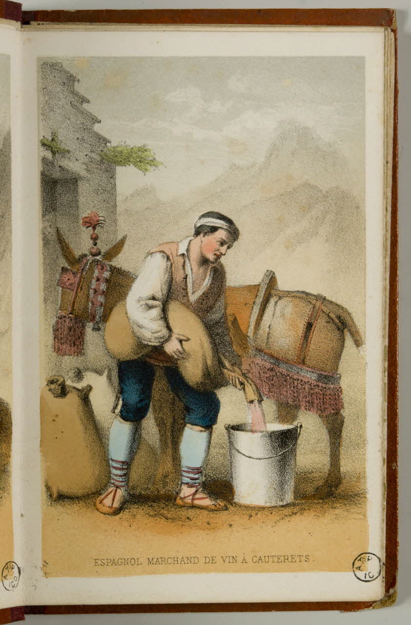 partie d'un ensemble d'estampes ESPAGNOL MARCHAND DE VIN A CAUTERETS. 1941.21.24.4 Photo