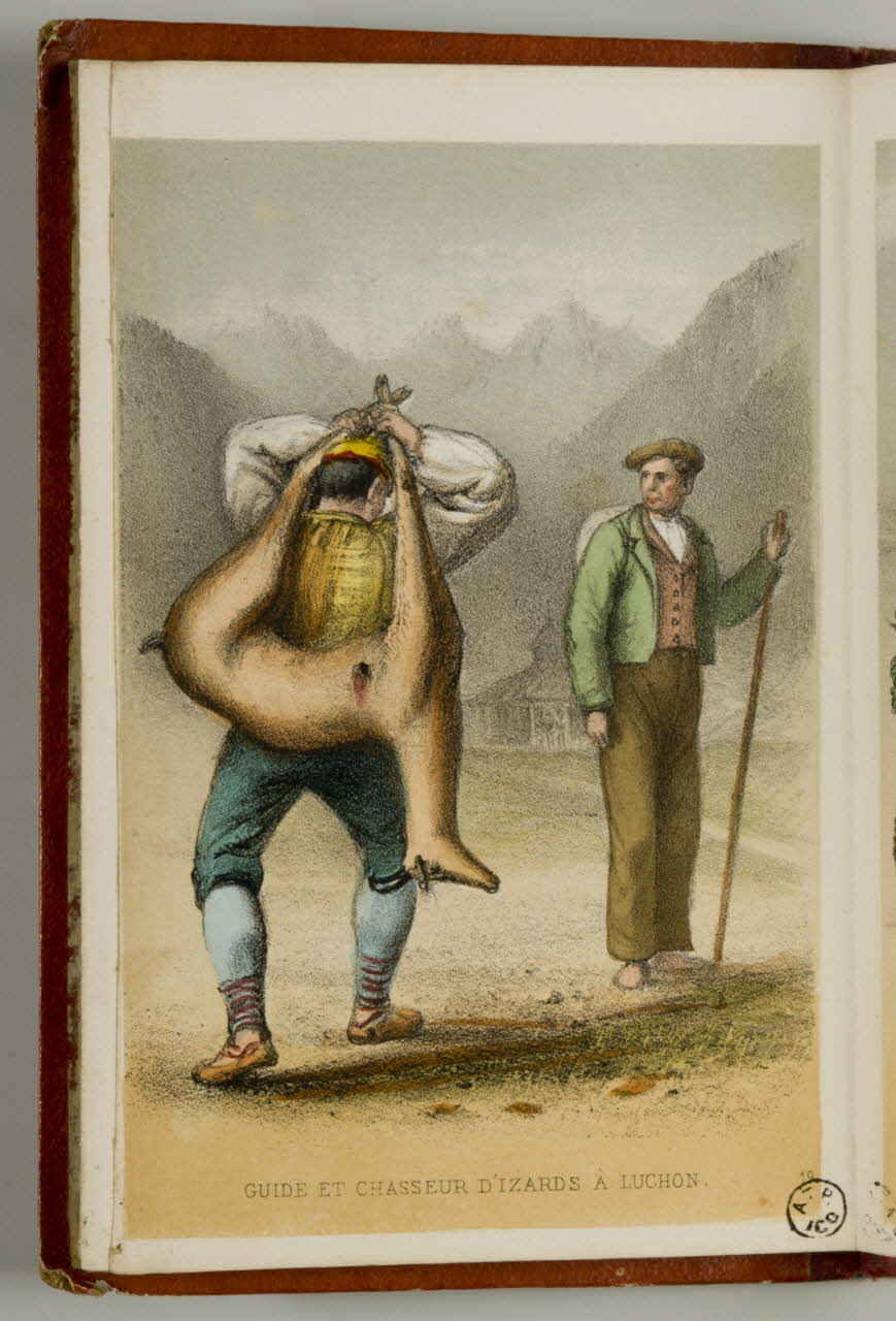 partie d'un ensemble d'estampes GUIDE ET CHASSEUR D'IZARDS A LUCHON. 1941.21.24.7 Photo