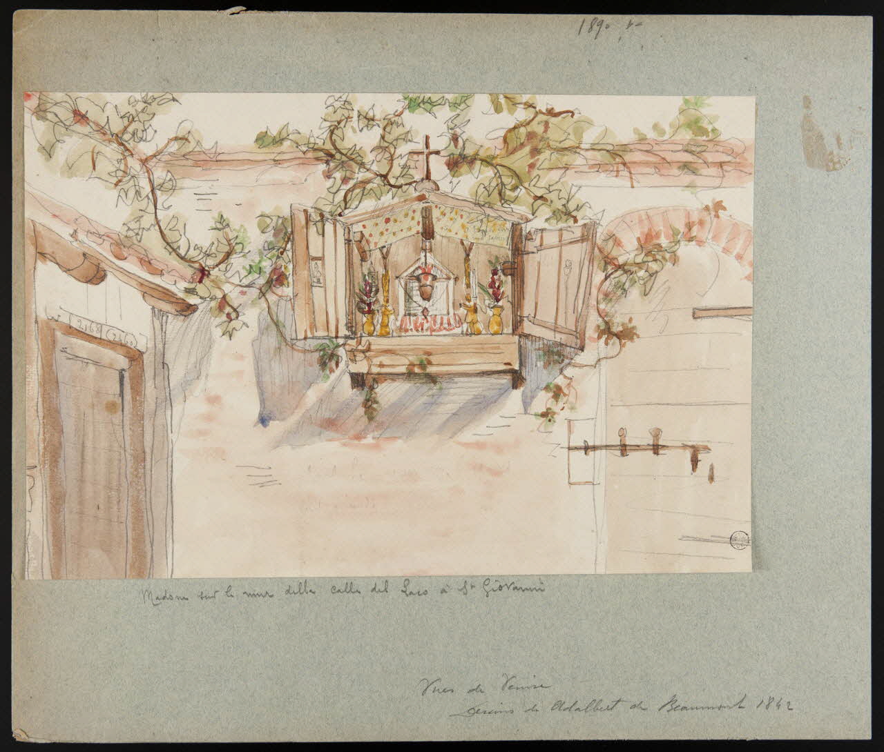 Beaumont Adalbert de dessin Madone sur le mur della calle del laco à Sn Giovanni 1842 1942.1.12 Photo