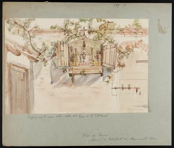 Beaumont Adalbert de dessin Madone sur le mur della calle del laco à Sn Giovanni 1842 1942.1.12 Photo