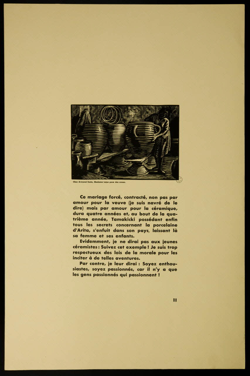 estampe Chez Armand Bedu, Madame Lejus pose des anses. 1942.12.5.13 Photo