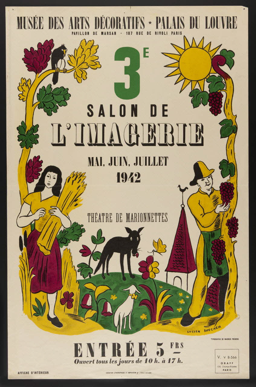 estampe 3E  SALON DE  L'IMAGERIE  MAI, JUIN, JUILLET  1942  THEATRE DE MARIONNETTES 1942.15.1 Photo