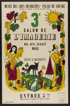 estampe 3E  SALON DE  L'IMAGERIE  MAI, JUIN, JUILLET  1942  THEATRE DE MARIONNETTES 1942.15.1 Photo