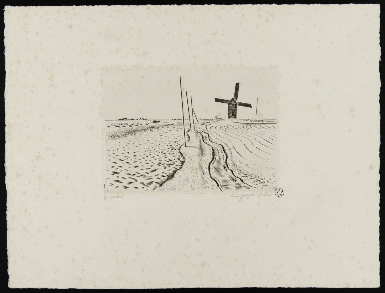 Soulas Louis Joseph estampe Route vers le moulin France 1942 1942.2.10 Photo