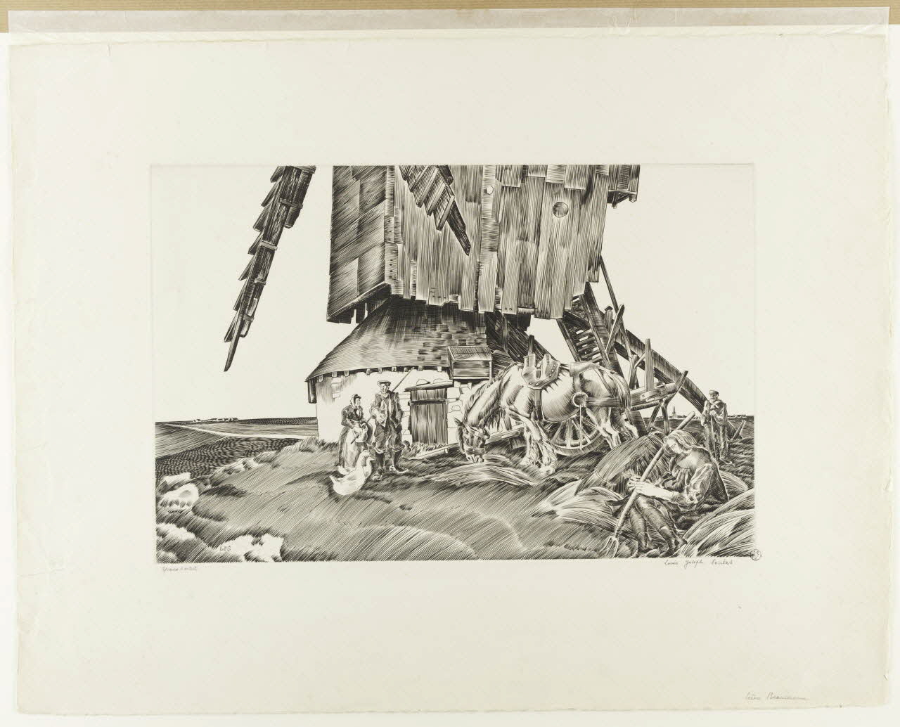 Soulas Louis Joseph estampe Scène beauceronne France 1942 1942.2.12 Photo