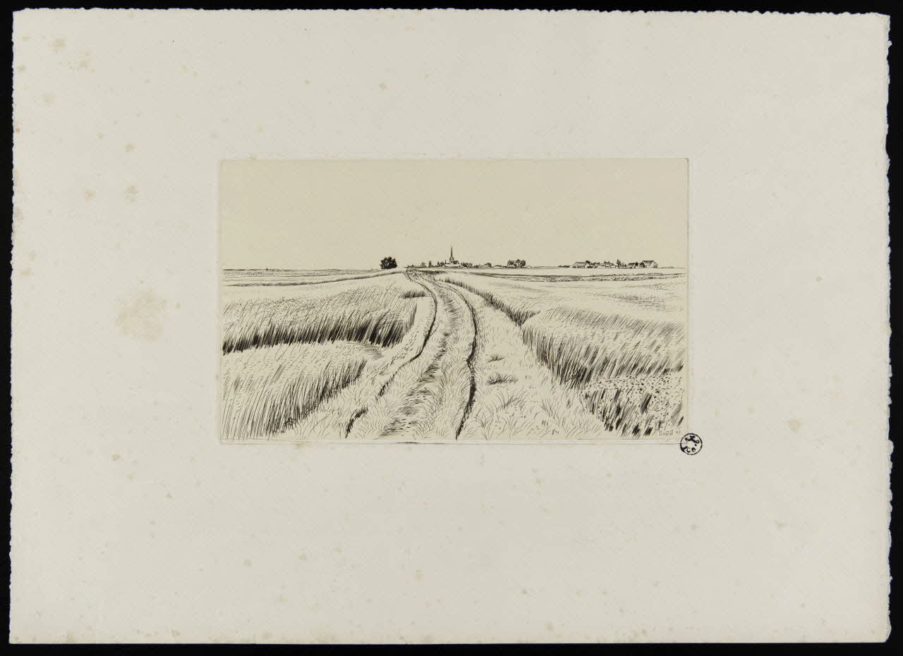 Soulas Louis Joseph estampe Chemin au milieu des champs France 1937 1942.2.13 Photo