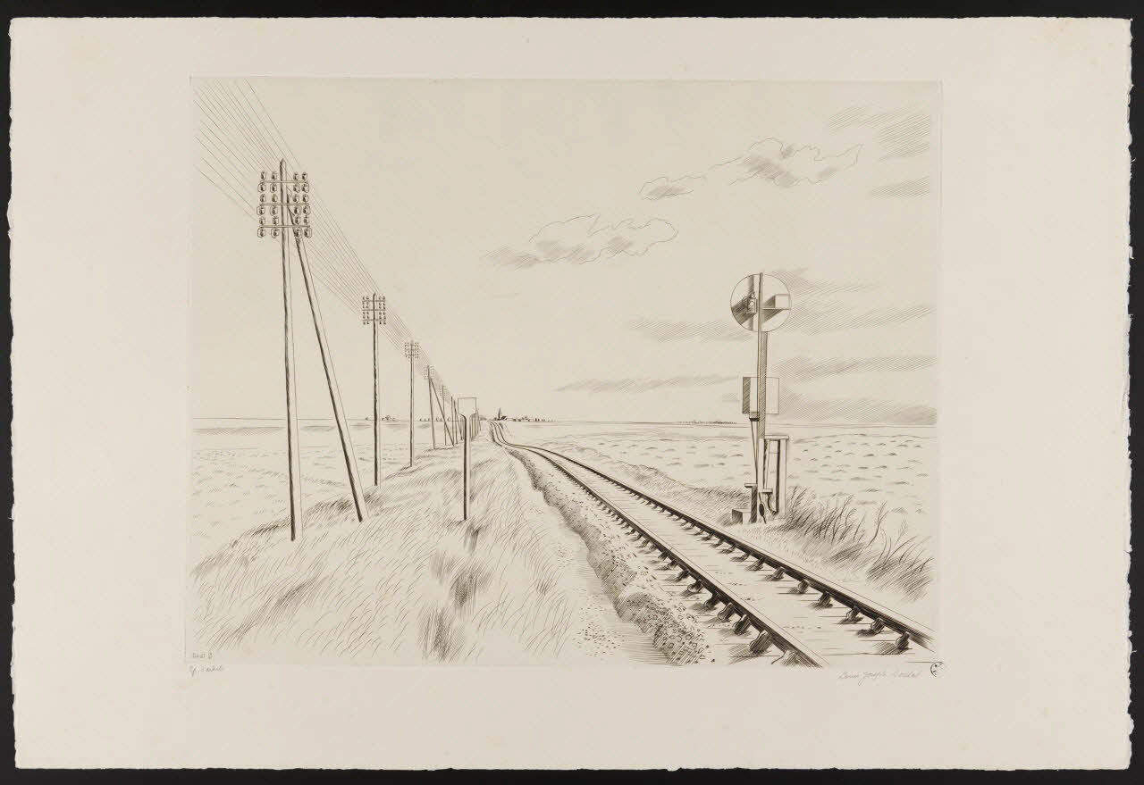 Soulas Louis Joseph estampe Voie ferrée France 1942 1942.2.14 Photo