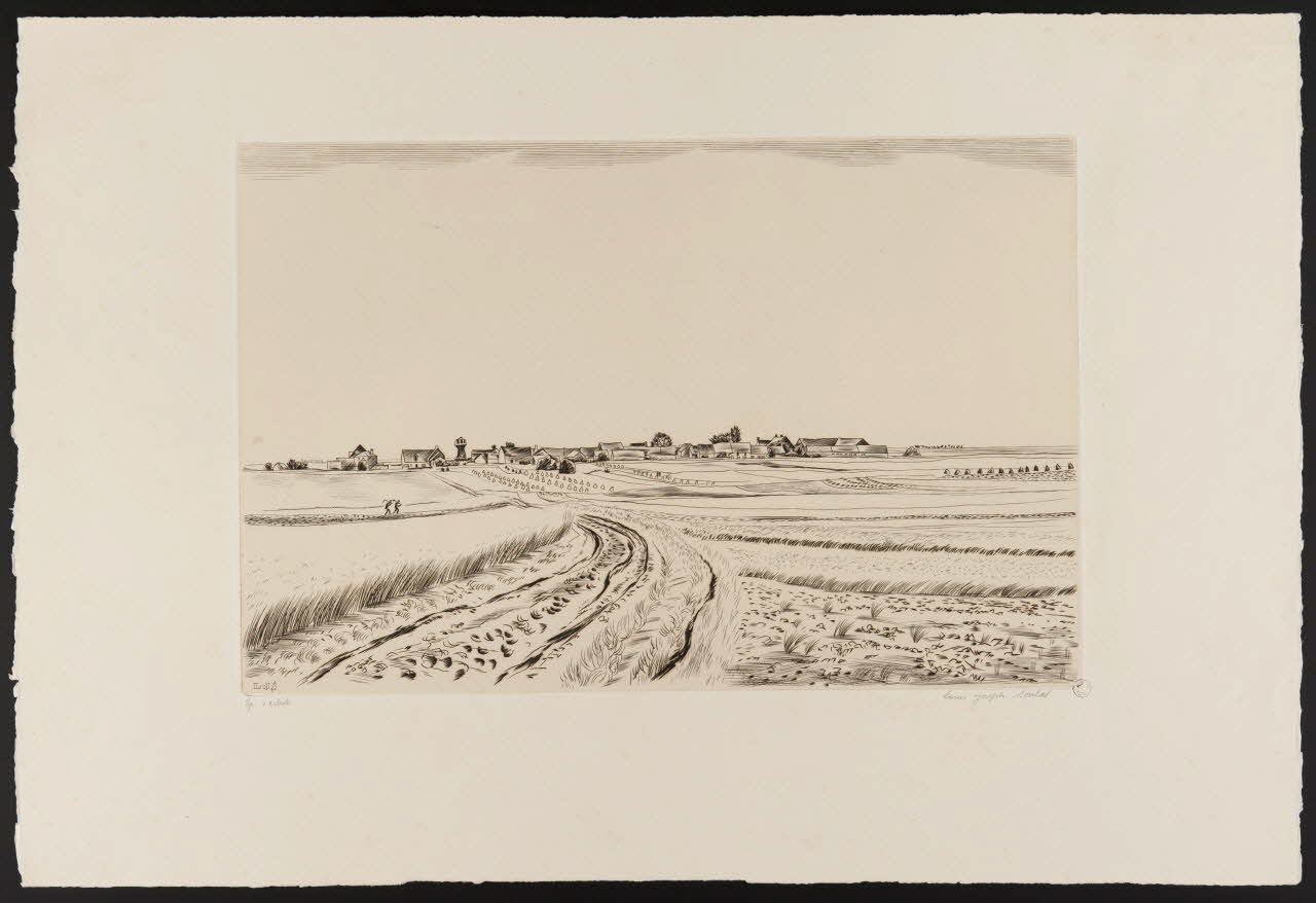 Soulas Louis Joseph estampe Route vers un village France 1942 1942.2.16 Photo