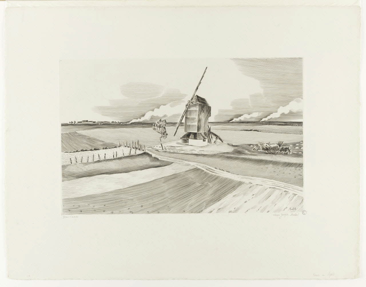 Soulas Louis Joseph estampe Beauce en septembre France 1942 1942.2.20 Photo