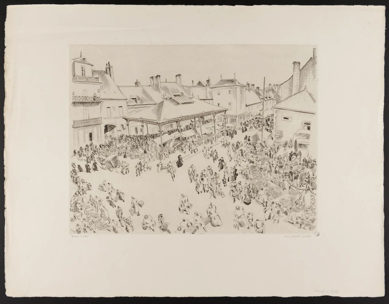 Soulas Louis Joseph estampe Marché à Patay France 1942 1942.2.21 Photo