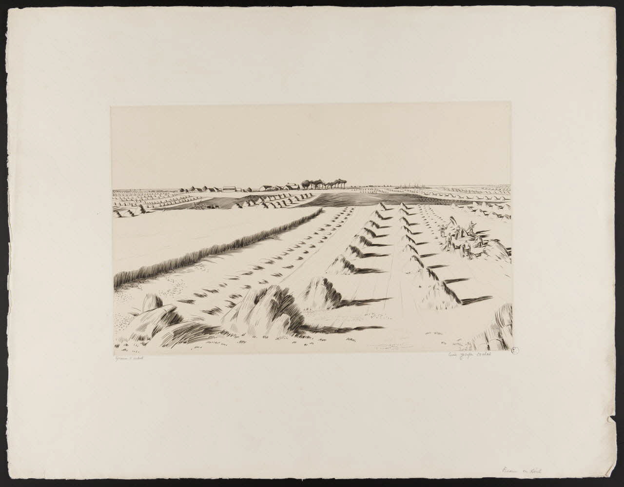 Soulas Louis Joseph estampe Beauce en août France 1942 1942.2.22 Photo