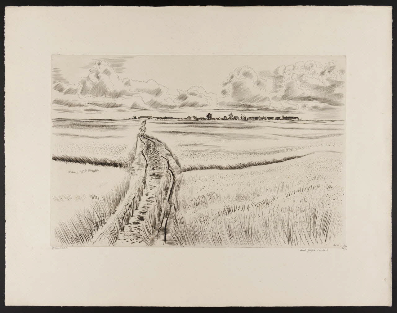 Soulas Louis Joseph estampe Chemin dans les moissons France 1942 1942.2.23 Photo