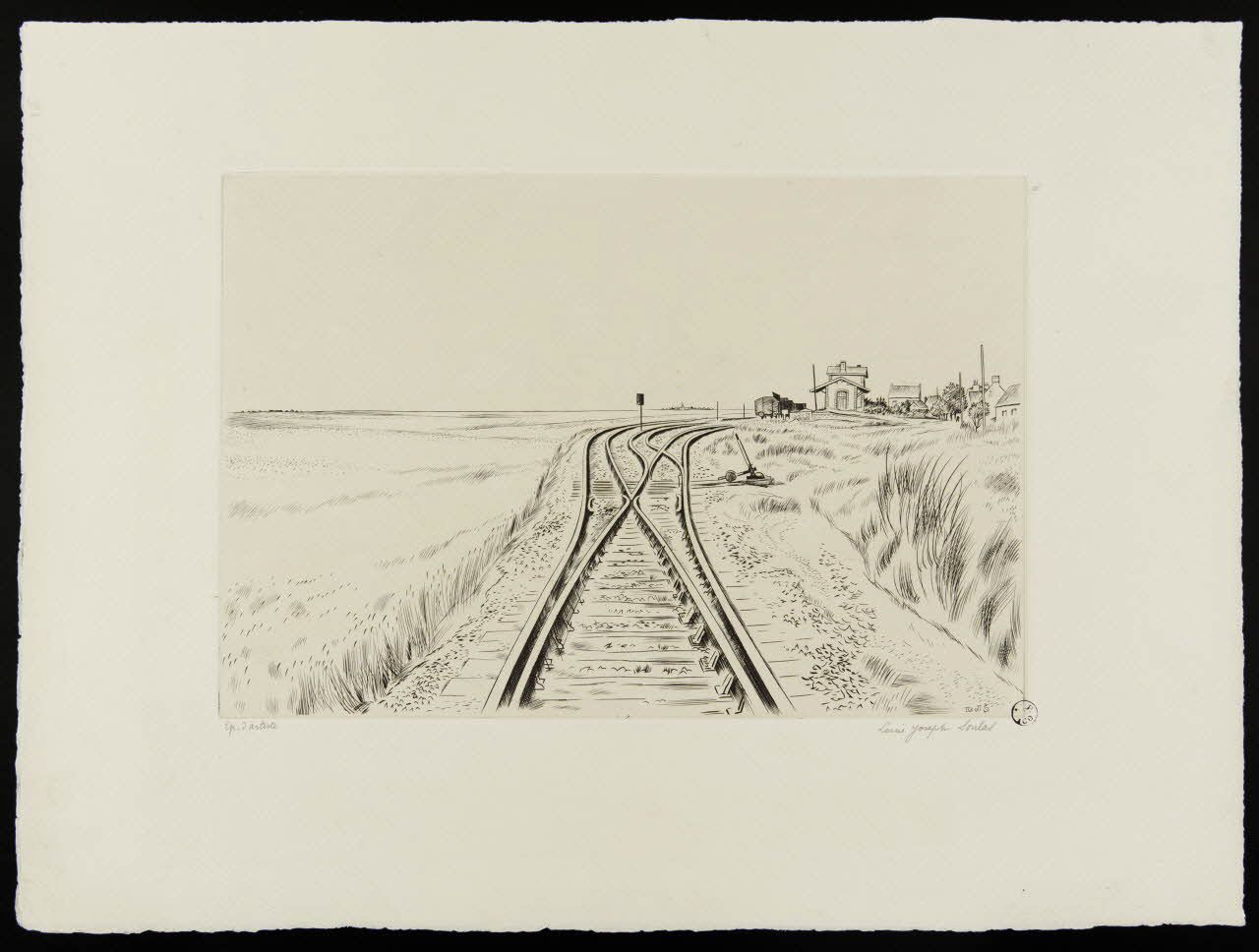 Soulas Louis Joseph estampe Près de la gare France 1942 1942.2.7 Photo