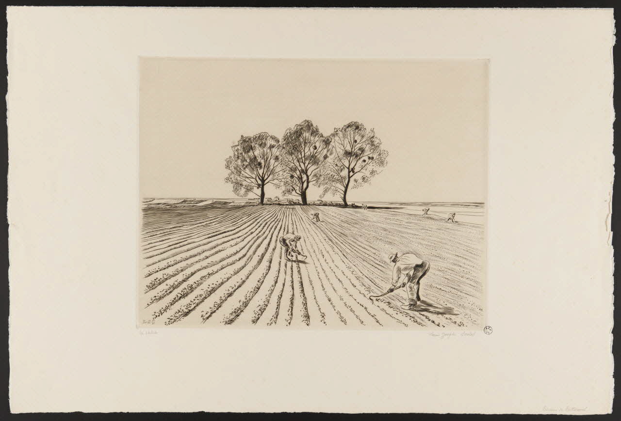 Soulas Louis Joseph estampe Bineurs de betterave France 1942 1942.2.9 Photo