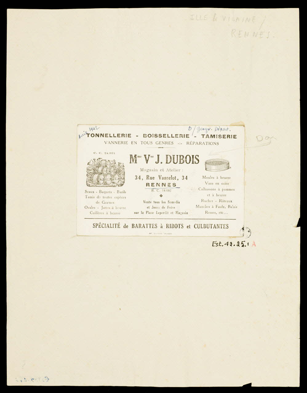 estampe TONNELLERIE - BOISSELLERIE - TAMISERIE 1942.25.1 Photo