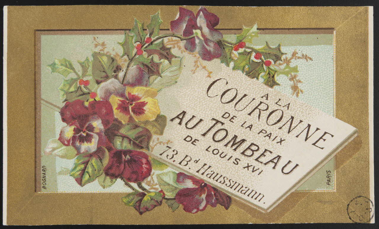 carte réclame Couronne de pensées et de houx 1942.26.166 Photo