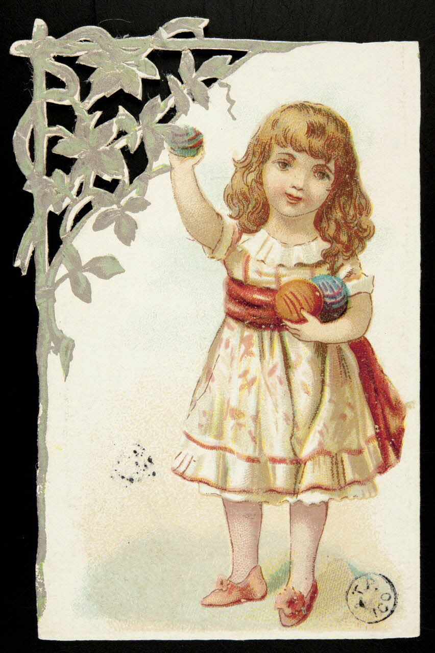carte réclame Petite fille avec des balles. 1942.26.302 Photo