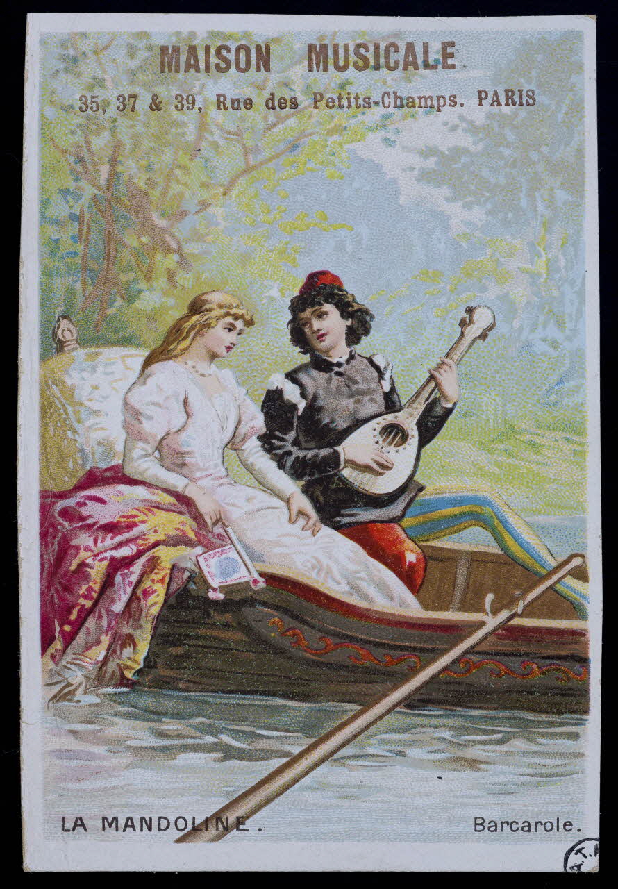 Romanet carte réclame LA MANDOLINE. Barcarole. Paris 1889 1942.26.390 Photo
