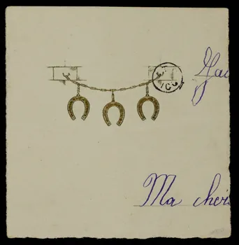 papier à lettre Trois fers à cheval attachés à une chaîne 1942.26.602  Photo