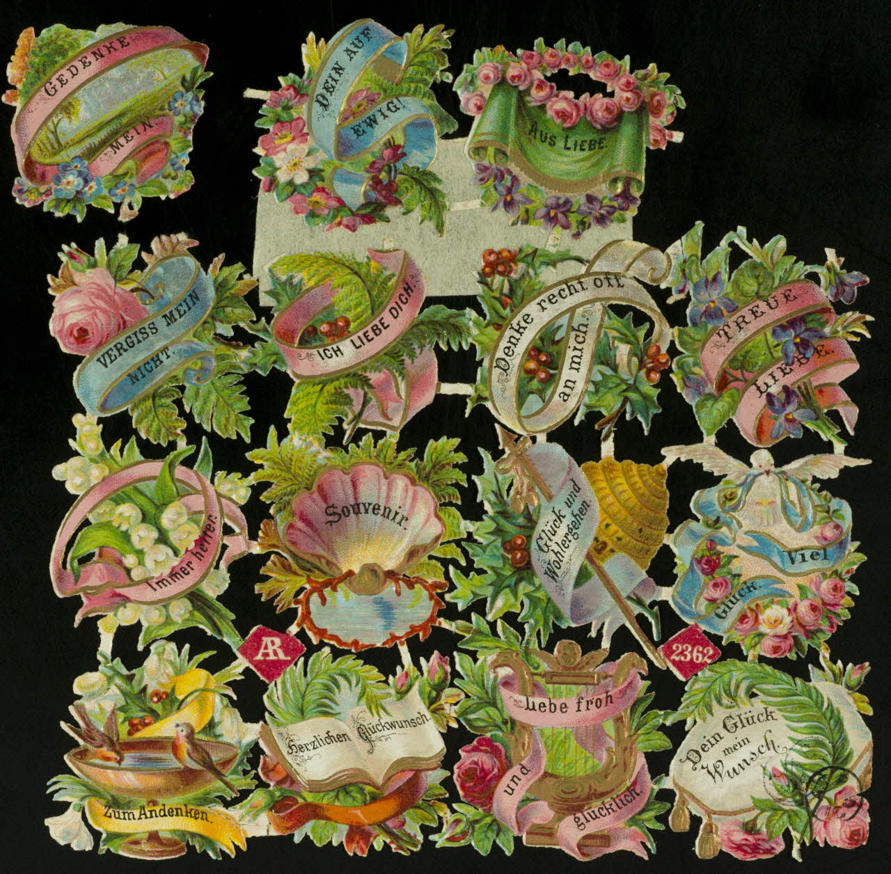 dentelle de papier Souhaits de bonheur et d'amour 1895-1905 1942.26.621 Photo