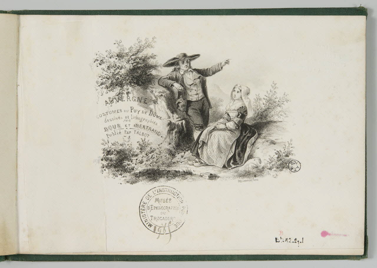 Bertrand Joannes ; Bour Charles ; Talbot (édit album AUVERGNE  COSTUMES DU PUY DE DÔME Paris 1858-1859 1942.27.1 Photo