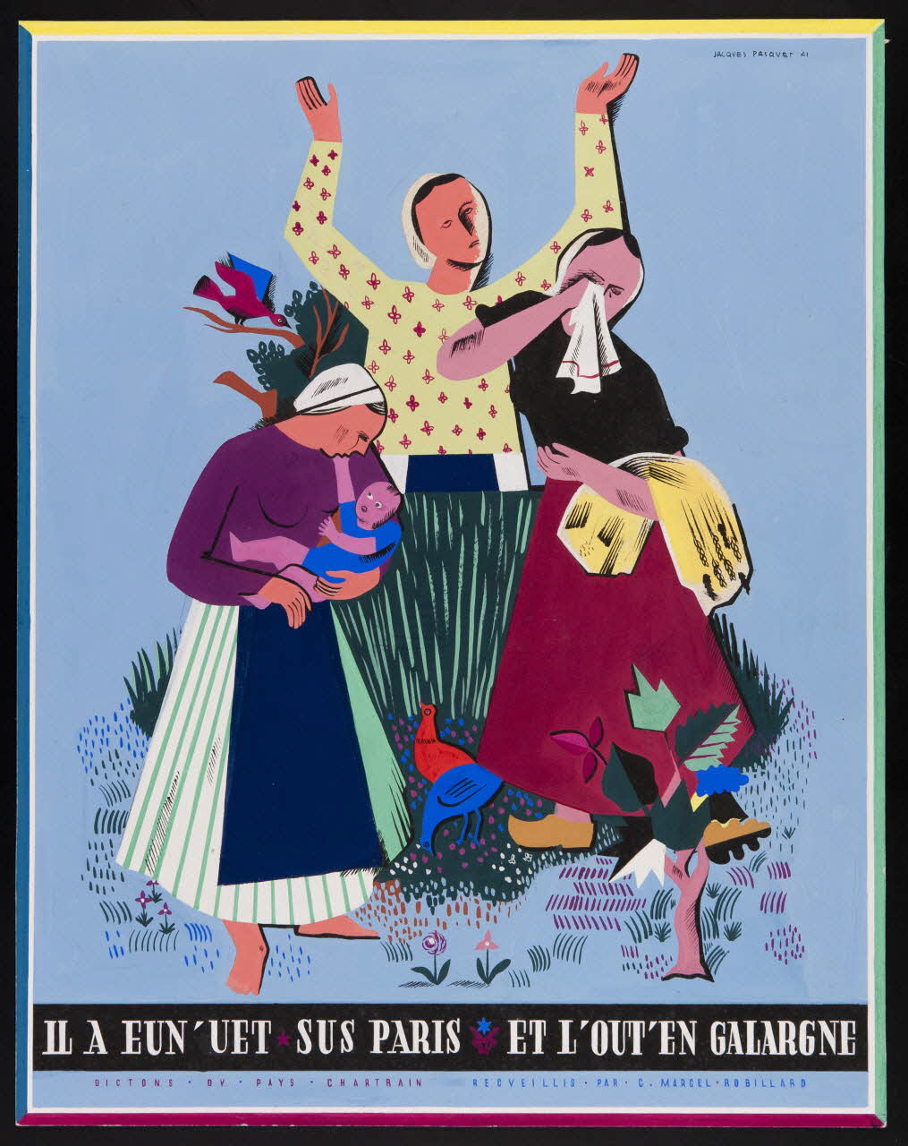 Jacques Pasquet dessin IL A EUN'UET SUS PARIS ET L'OUT'EN GALARGNE  DICTONS DU PAYS CHARTRAIN 1941 1942.3.1 Photo