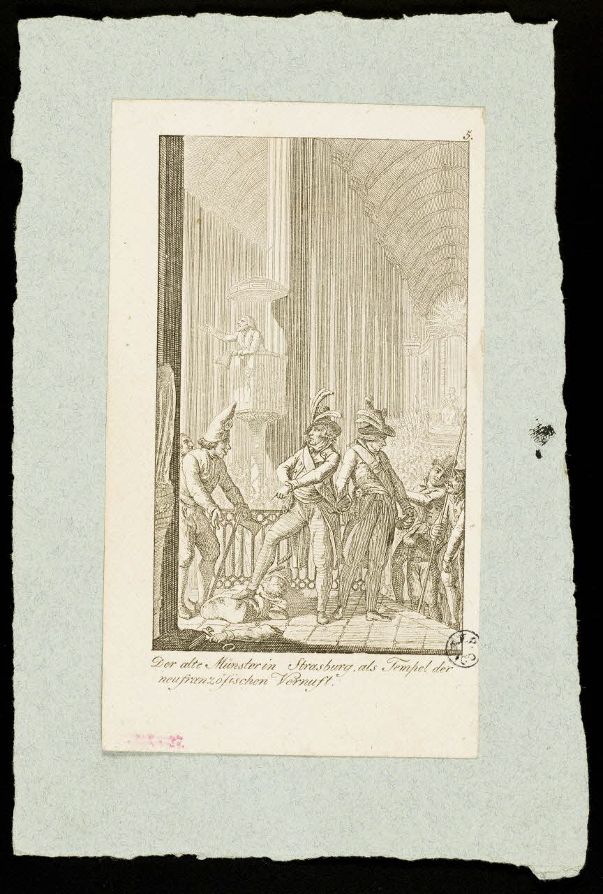 estampe Der alte Münsterin Strasburg, als Tempel der  neufranzösischen Vernuft. Allemagne 1789 1942.3.19 Photo
