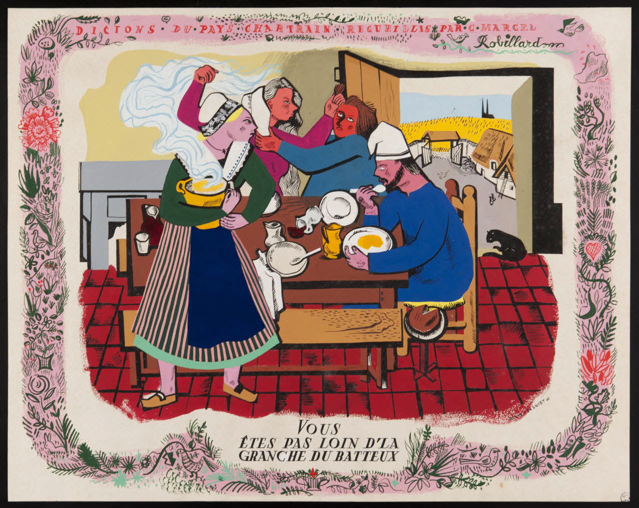 Jacques Pasquet dessin DICTIONS DU PAYS CHARTRAIN  VOUS  ÊTES PAS LOIN D'LA  GRANCHE DU BATTEUX 1941 1942.3.2 Photo