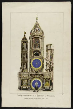 Grieshaber ; Netter estampe Horloge astronomique de la Cathédrale de Strasbourg. Alsace, France 1842 1942.3.29 Photo