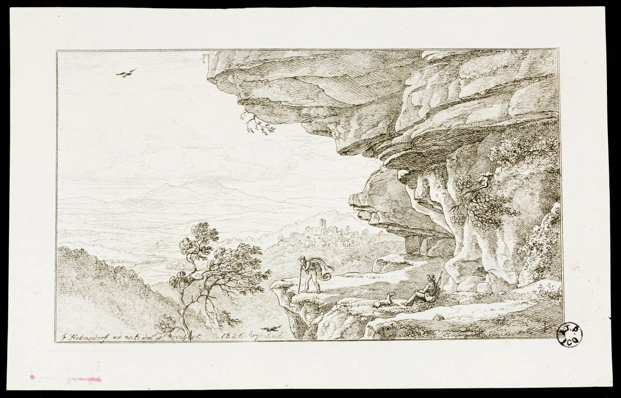 Helmsdorf Johann Friedrich estampe Paysage montagneux au chasseur Argentine 1826 1942.3.37 Photo